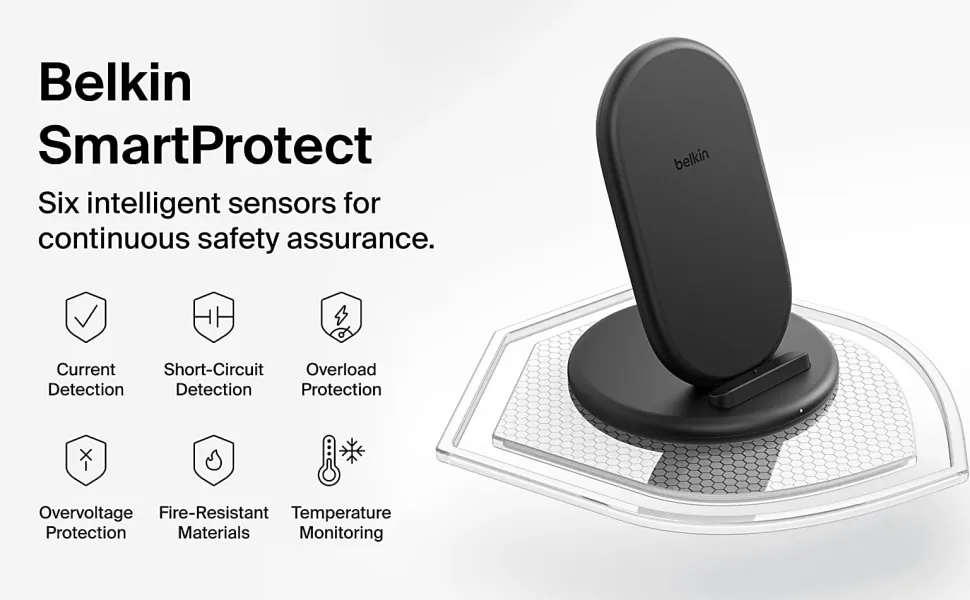 Belkin BoostCharge Wireless Charging Stand With 20W USB-C, Black, WIB006TTBK