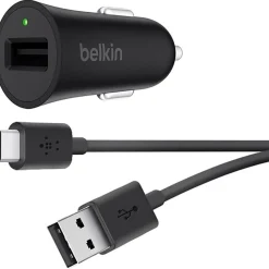 Belkin® BOOST UP™ Quick Charge™ 3.0 Car Charger with USB-A to USB Type-C Cable, 4', Black