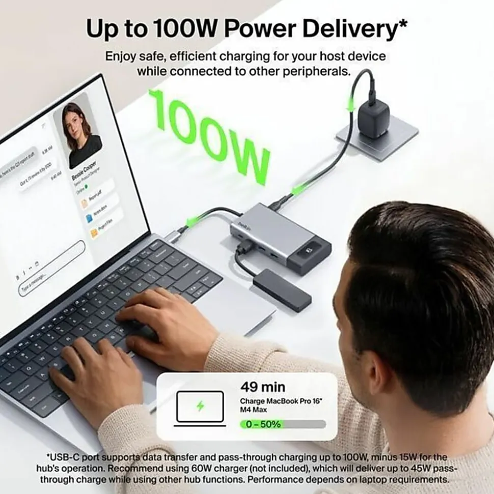 Belkin Connect 8-Port Dual Display USB-C Hub For Display, Monitor, Workstation, Notebook, MacBook, Tablet, Smartphone