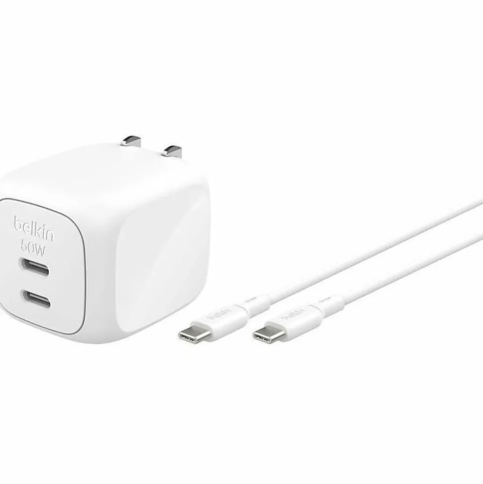 Belkin Dual USB-C GaN Wall Charger 50W - 50 W - 5 A