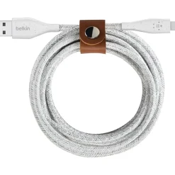 Belkin® DuraTek Plus Lightning To USB-A Cable With Strap, 6', Black, F8J236BT06-WHT