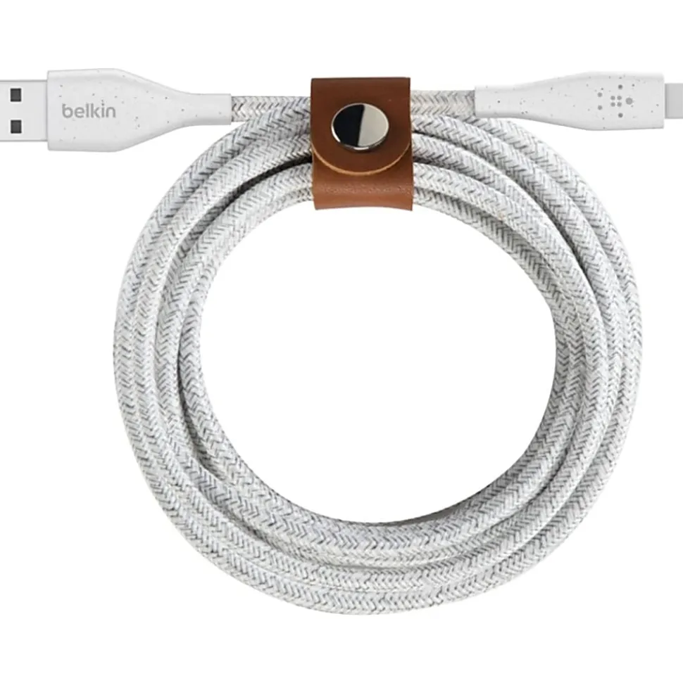 Belkin® DuraTek Plus Lightning To USB-A Cable With Strap, 6', Black, F8J236BT06-WHT
