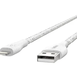 Belkin® DuraTek Plus Lightning To USB-A Cable With Strap, 6', Black, F8J236BT06-WHT