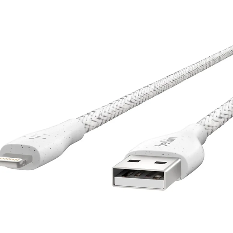 Belkin® DuraTek Plus Lightning To USB-A Cable With Strap, 6', Black, F8J236BT06-WHT