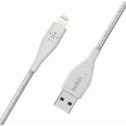 Belkin® DuraTek Plus Lightning To USB-A Cable With Strap, 6', Black, F8J236BT06-WHT