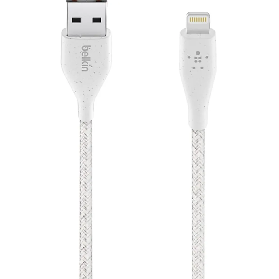 Belkin® DuraTek Plus Lightning To USB-A Cable With Strap, 4', White, F8J236BT04-WHT