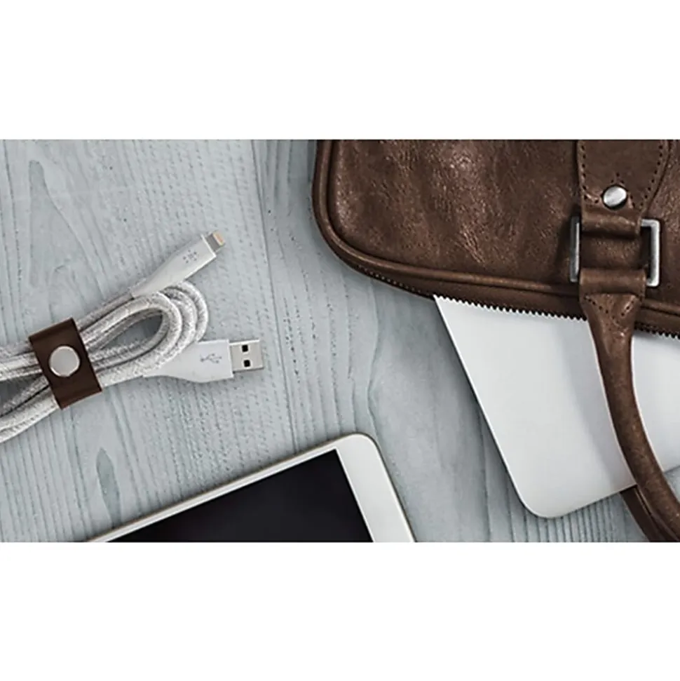 Belkin® DuraTek Plus Lightning To USB-A Cable With Strap, 4', White, F8J236BT04-WHT
