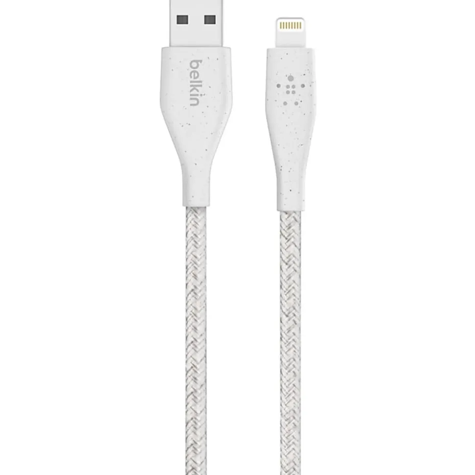 Belkin® DuraTek Plus Lightning To USB-A Cable With Strap, 4', White, F8J236BT04-WHT