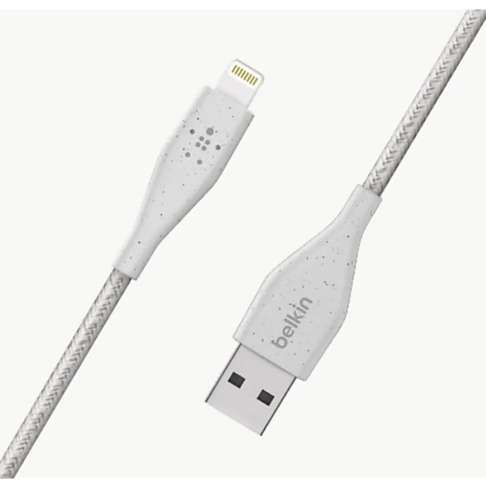 Belkin® DuraTek Plus Lightning To USB-A Cable With Strap, 4', White, F8J236BT04-WHT