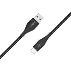 Belkin® DuraTek Plus USB-C To USB-A Cable With Strap, 4', Black, F2CU069BT04-BLK