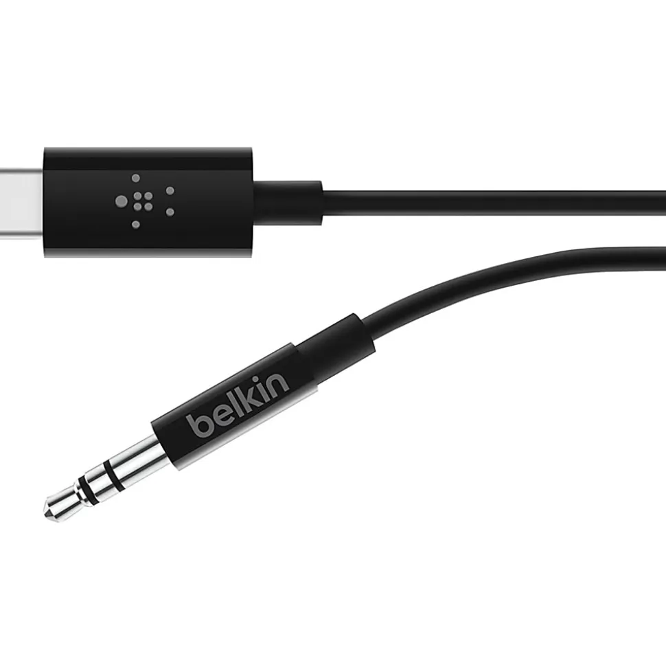 Belkin 3.5mm Audio Cable with USB-C Connector, 3 Ft, Black