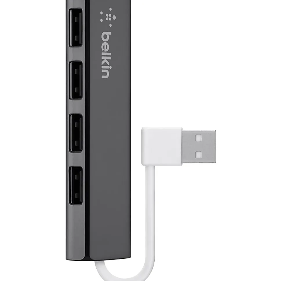 Belkin 4-Port Ultra-Slim Travel Hub - USB - External - 4 USB Port(s) - 4 USB 2.0 Port(s) - PC, Mac