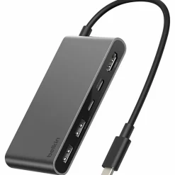 Belkin 5-Port USB-C Hub, USB-C to 2xUSB-A, 2xUSB-C, 1x4K HDMI, Docking Station, Black, AVC022FQSGY