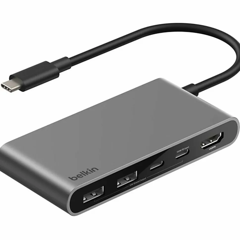 Belkin 5-Port USB-C Hub, USB-C to 2xUSB-A, 2xUSB-C, 1x4K HDMI, Docking Station, Black, AVC022FQSGY