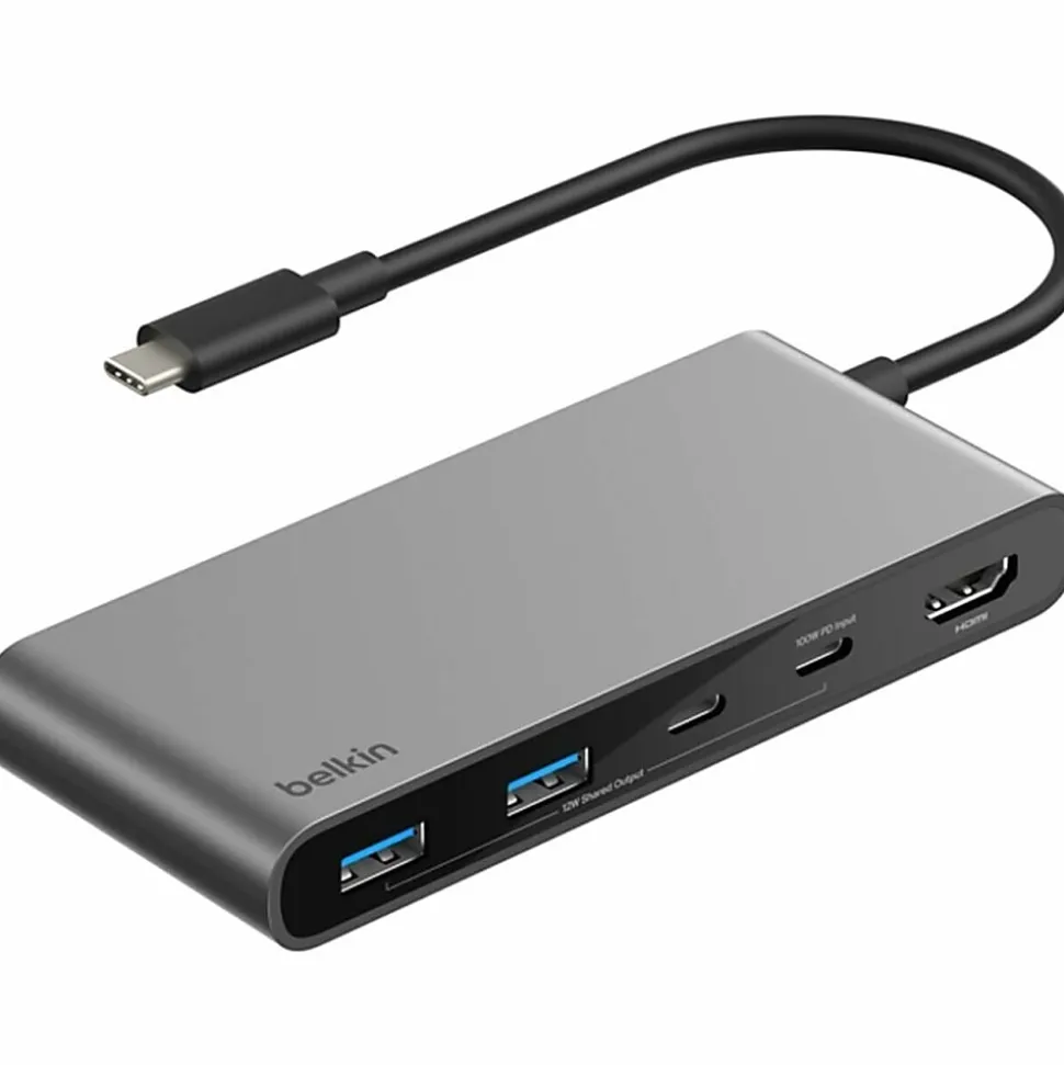 Belkin 7-Port USB-C Hub, USB-C to, 2xUSB-A, 2xUSB-C, 1x4K HDMI, 1xSD + 1xMicroSD Reader, Black, AVC023FQSGY
