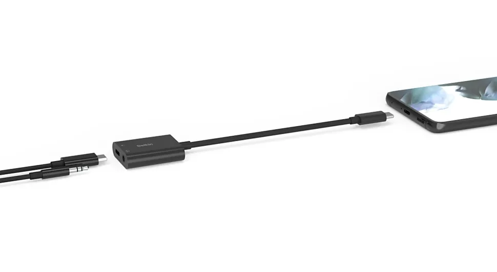 Belkin RockStar™ 3.5mm Audio with USB-C Charge Adaptor, 60W, Black