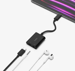 Belkin RockStar™ 3.5mm Audio with USB-C Charge Adaptor, 60W, Black