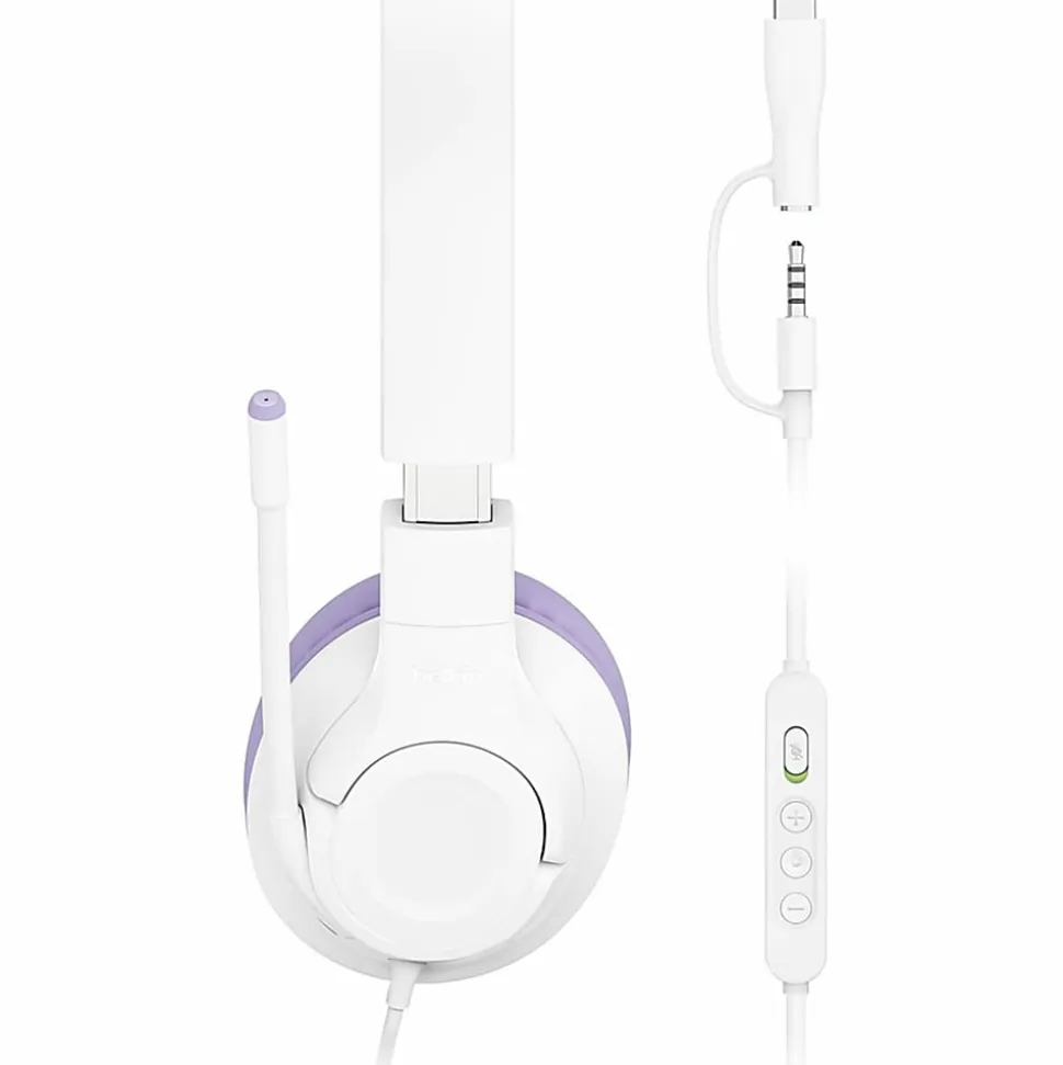 Belkin SoundForm Inspire Wired Over-Ear Headset for Kids, Lavender/White