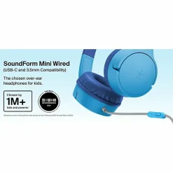 Belkin SoundForm Mini Wired On-Ear Headphones For Kids, Blue