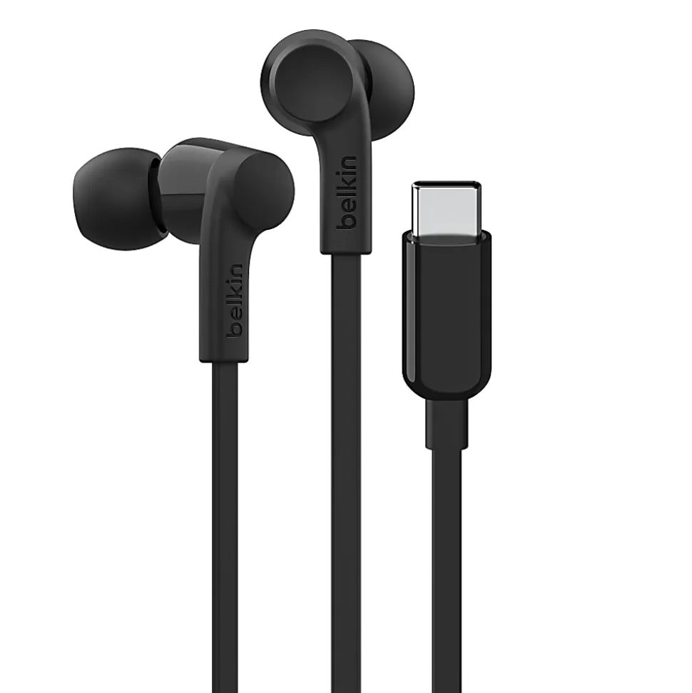 Belkin SoundForm USB-C Wired Earbuds With Adjustable Volume Limiter, Black