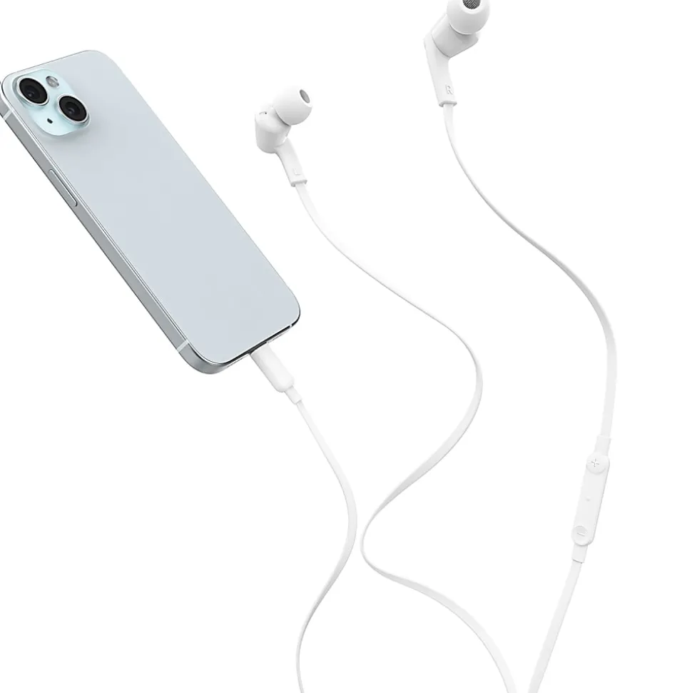 Belkin SoundForm USB-C Wired Earbuds With Adjustable Volume Limiter, White