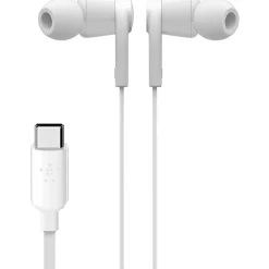 Belkin SoundForm Wired Earbuds with USB-C Connector - Stereo - USB Type C - Wired - Earbud - Binaural - In-ear - 4 ft Cable - White