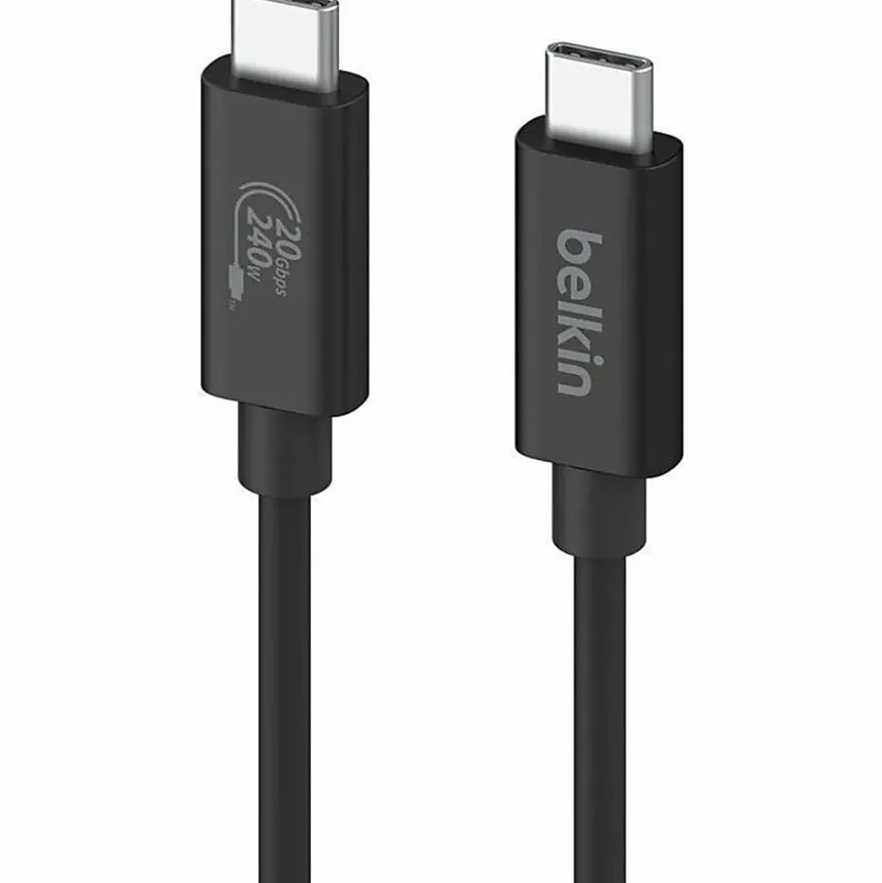 Belkin USB4 Cable, 240W + 20Gbps - 6.56 ft USB4 A/V/Power/Data Transfer Cable - INZ004BT2MBK