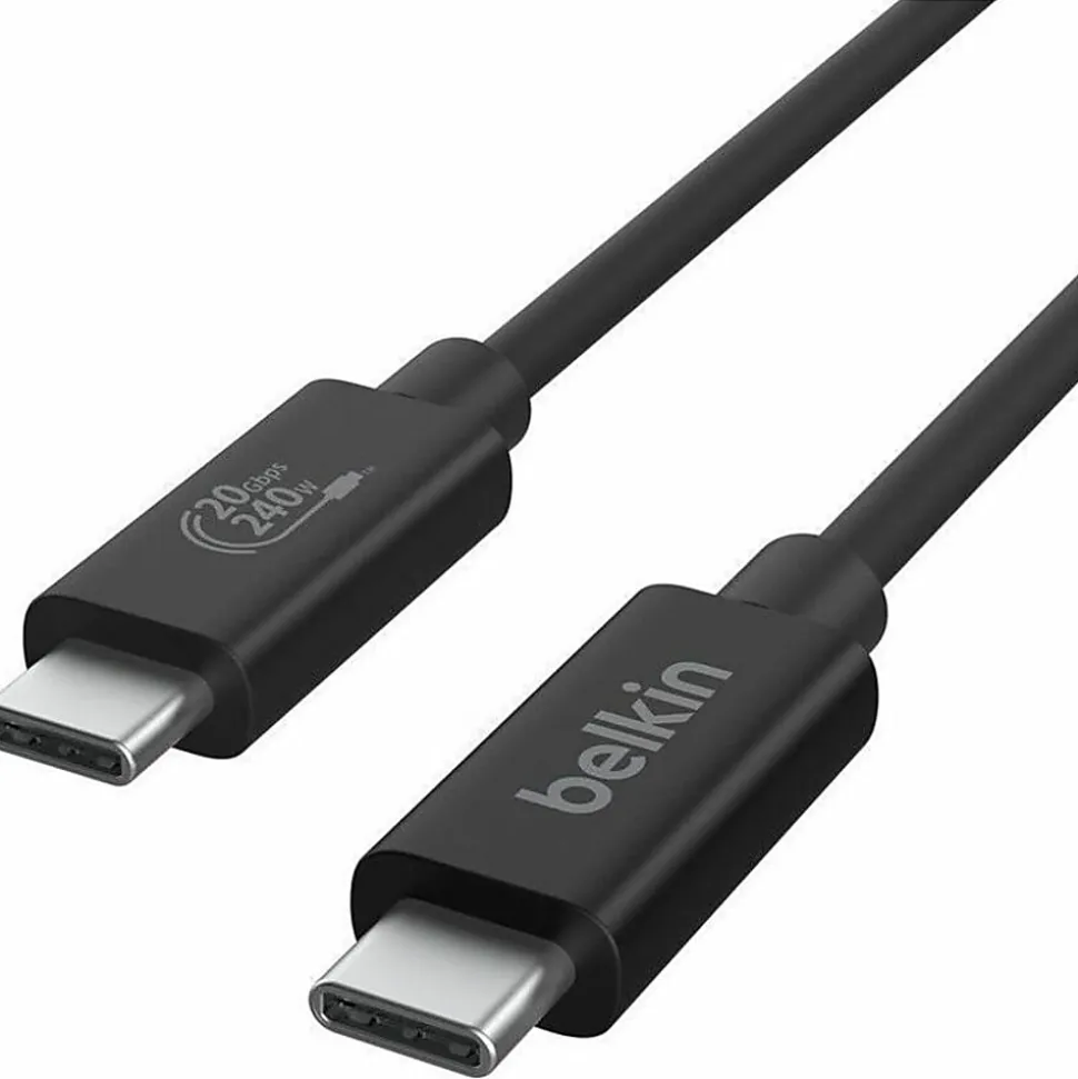 Belkin USB4 Cable, 240W + 20Gbps - 6.56 ft USB4 A/V/Power/Data Transfer Cable - INZ004BT2MBK