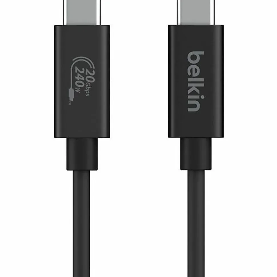 Belkin USB4 Cable, 240W + 20Gbps - 6.56 ft USB4 A/V/Power/Data Transfer Cable - INZ004BT2MBK