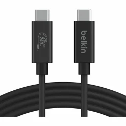Belkin USB4 Cable, 240W + 20Gbps - 6.56 ft USB4 A/V/Power/Data Transfer Cable - INZ004BT2MBK