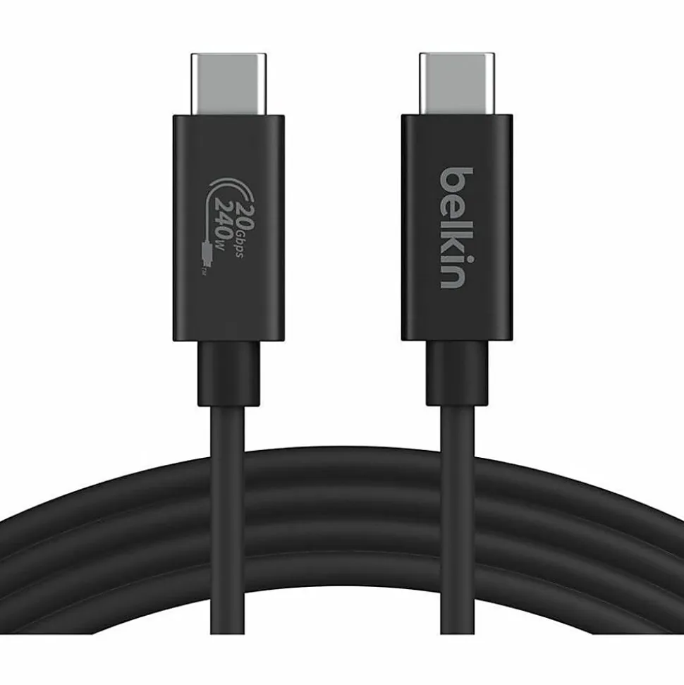 Belkin USB4 Cable, 240W + 20Gbps - 6.56 ft USB4 A/V/Power/Data Transfer Cable - INZ004BT2MBK