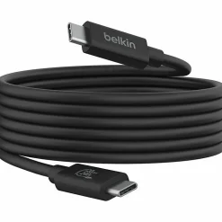 Belkin USB4 Cable, 240W + 20Gbps - 6.56 ft USB4 A/V/Power/Data Transfer Cable - INZ004BT2MBK