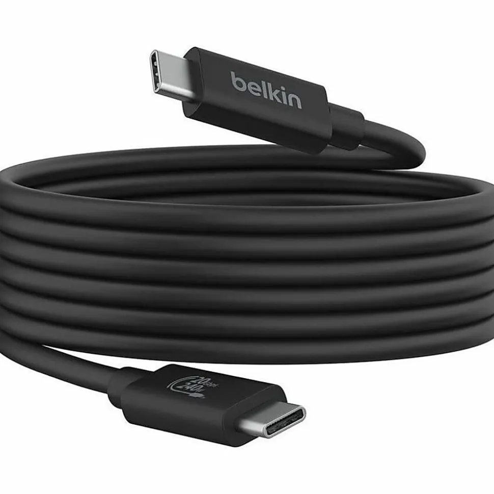 Belkin USB4 Cable, 240W + 20Gbps - 6.56 ft USB4 A/V/Power/Data Transfer Cable - INZ004BT2MBK