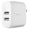 Belkin 24-Watt Dual Port USB-A Wall Charger With USB-A Lightning Cable, 1M/ 3.3 Ft, White