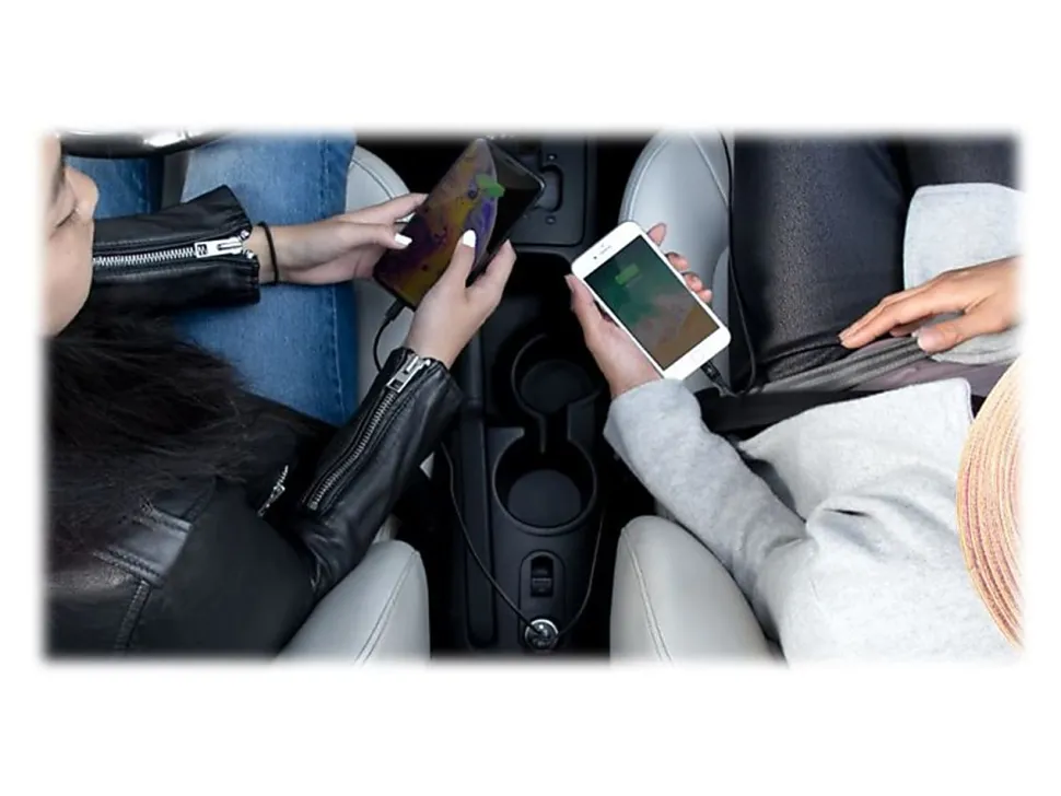 Belkin 24-Watt, Dual USB Car Charger With USB-A To USB-C Cable, 1M/ 3.3 Ft Black