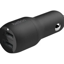 Belkin 24-Watt, Dual USB Car Charger, USB-A, Black