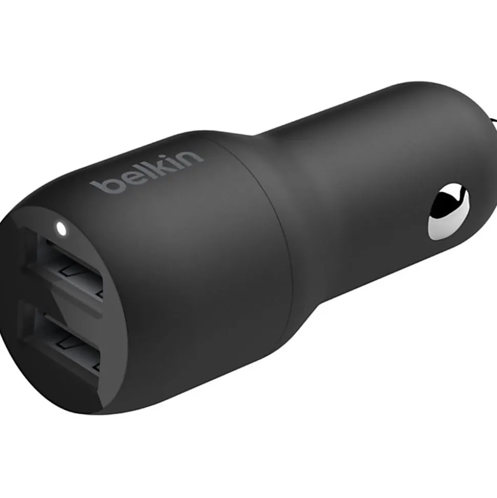 Belkin 24-Watt, Dual USB Car Charger, USB-A, Black