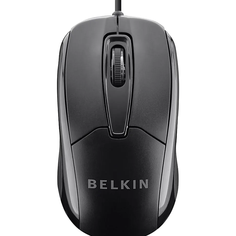 Belkin Wired USB Ergonomic Mouse - Optical - Cable - USB - 800 dpi - Scroll Wheel - 3 Button(s) - 1