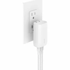 Belkin 67W Portable 3-Port USB-C Wall Charger - 3xUSB-C (67W Total) - Fast Charging - Power Adapter - White - 67 W - White