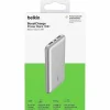 Belkin 15W 3-port USB Power Bank - 10K mAh - 2xUSB-A (12W), 1xUSB-C (15W) - Portable Charger - w/ USB-A to USB-C Cable - Silver -  - BPB011BTSL