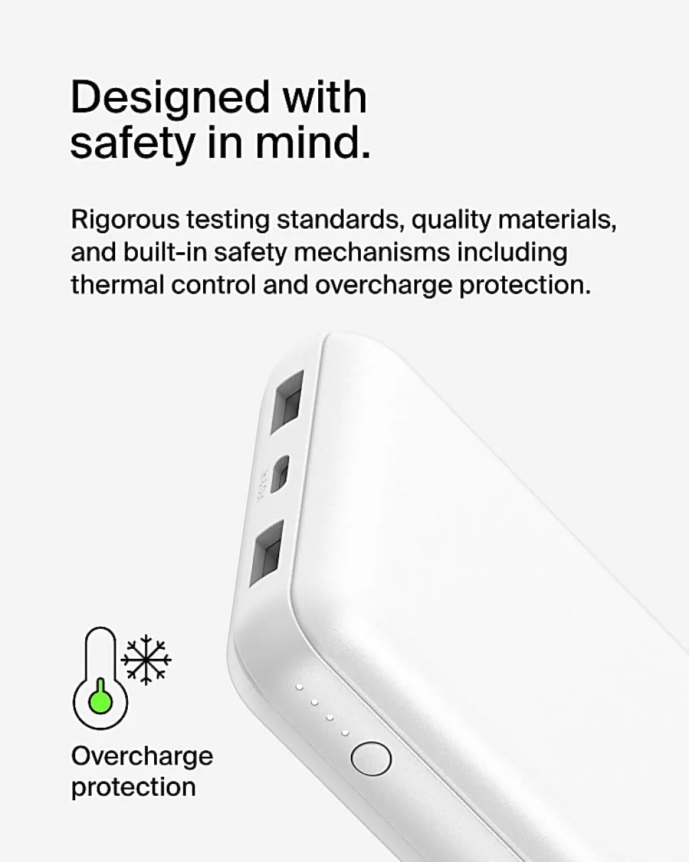 Belkin 15W 3-Port USB Power Bank, White, Total Qty 1