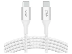 Belkin 240W USB-C to USB-C Cable - 480 Mbps - Nylon, Braided - M/M - 2m/6.6ft - White - 6.56 ft USB-C Data Transfer Cable  - CAB015BT2MWH