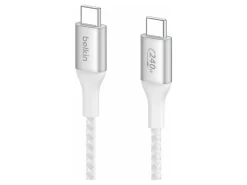 Belkin 240W USB-C to USB-C Cable - 480 Mbps - Nylon, Braided - M/M - 2m/6.6ft - White - 6.56 ft USB-C Data Transfer Cable  - CAB015BT2MWH