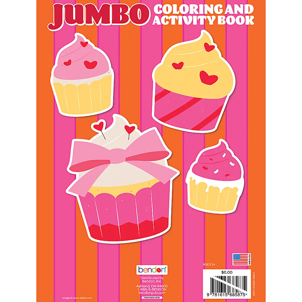 Bendon Jumbo Coloring & Activity Book, Valentine's Day Cupcakes