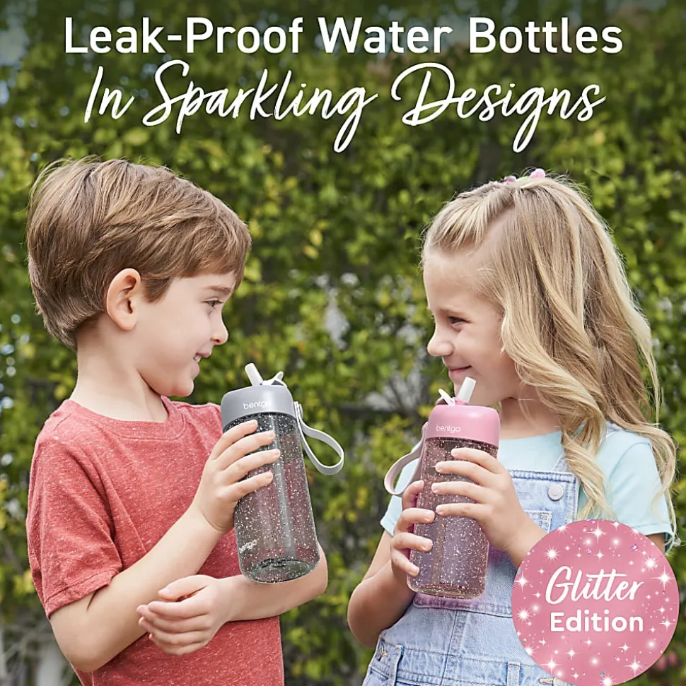 Bentgo Kids Water Bottle, 15 Oz, Petal Pink Glitter