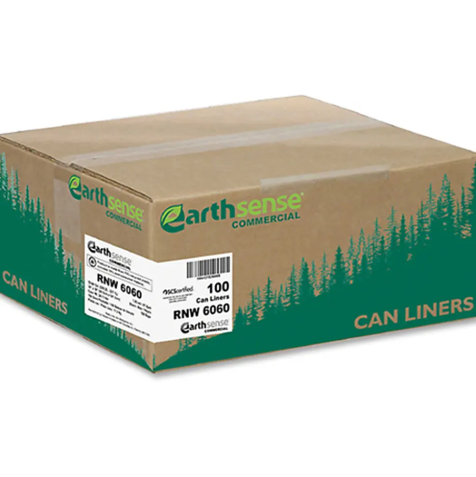 Berry Reclaim Heavy-Duty Recycled Can Liners - Extra Large Size - 60 gal Capacity - 38"x 58"x1.65 mil (42 Micron) Thickness - RNW6060, 100-Pack