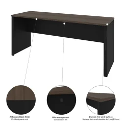 Bestar Connexion 72"W L-Shaped Corner Desk With Pedestal, Antigua/Black