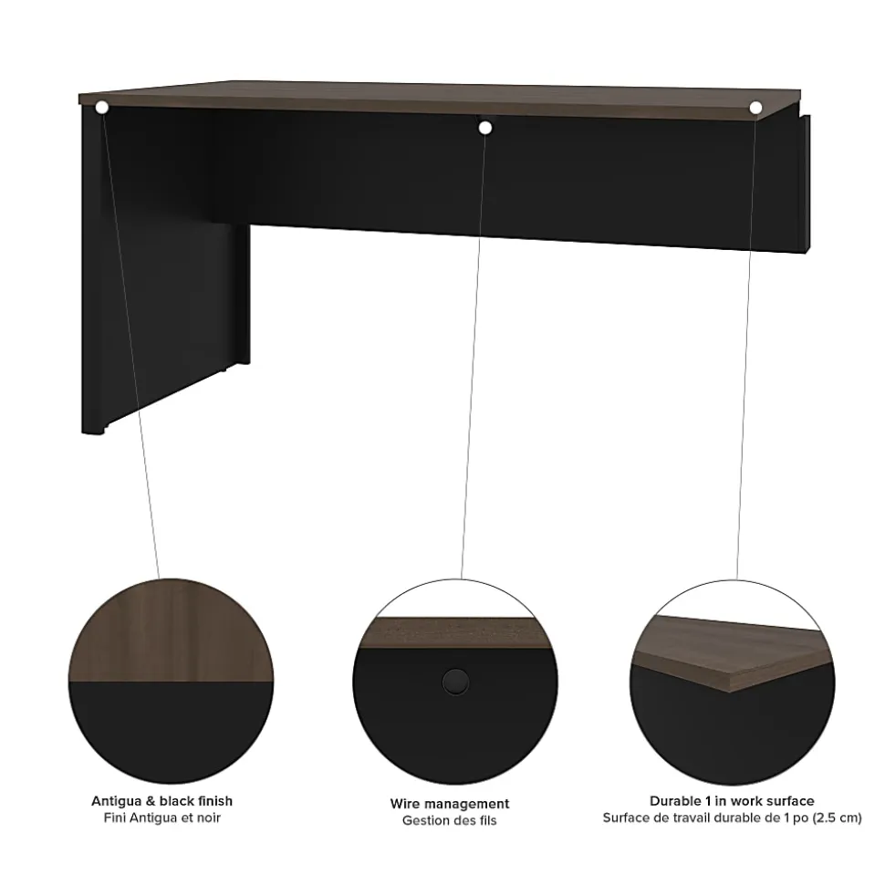 Bestar Connexion 72"W L-Shaped Corner Desk With Pedestal, Antigua/Black