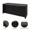 Bestar Connexion 72"W U-Shaped Executive Computer Desk With Lateral File Cabinet And Hutch, Antigua/Black