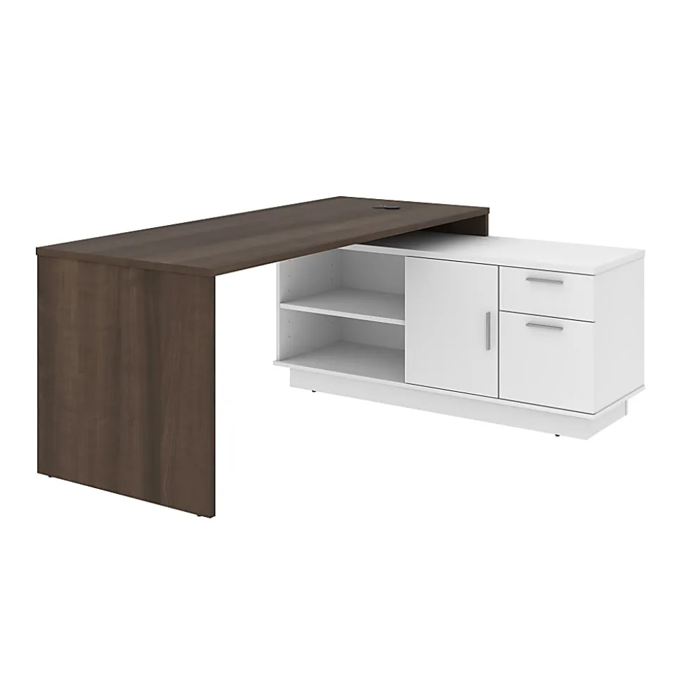 Bestar Equinox 72"W L-Shaped Corner Desk, Antigua/White